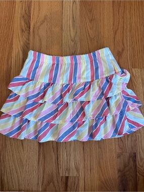 Epic Threads Striped Tiered Ruffle Skort - Pink, Blue & Yellow